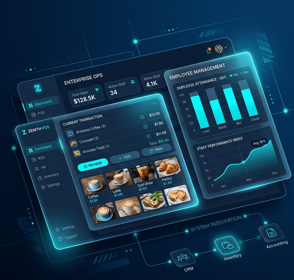 Modern business software dashboard